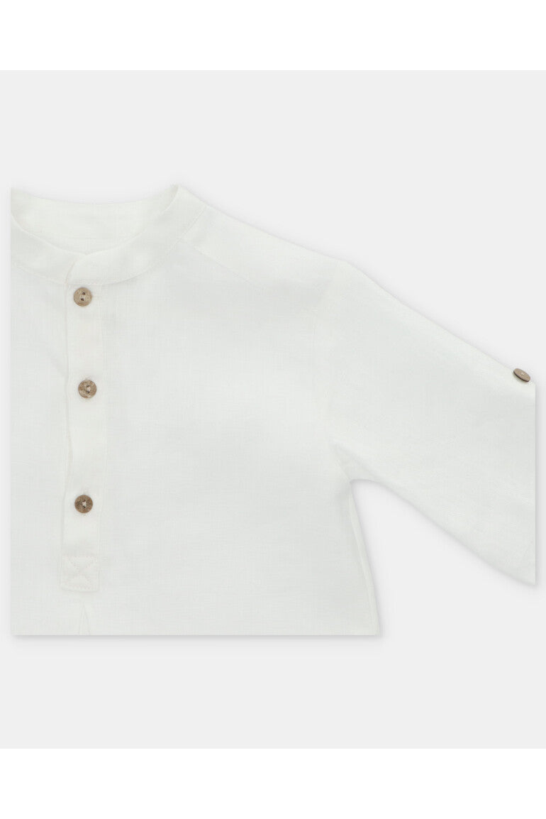 Camisa Blanca de Lino Manga Larga