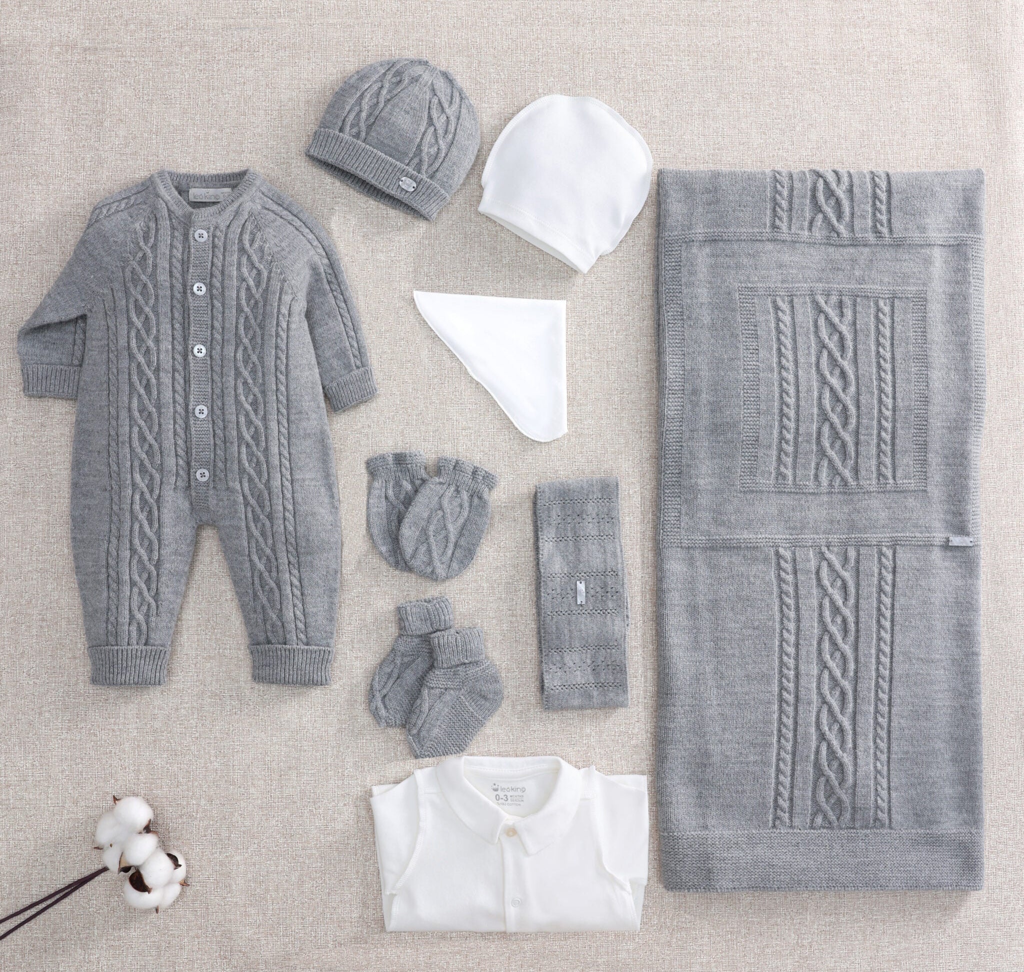 Set de Nacimiento Bebe Niño Gris Oscuro