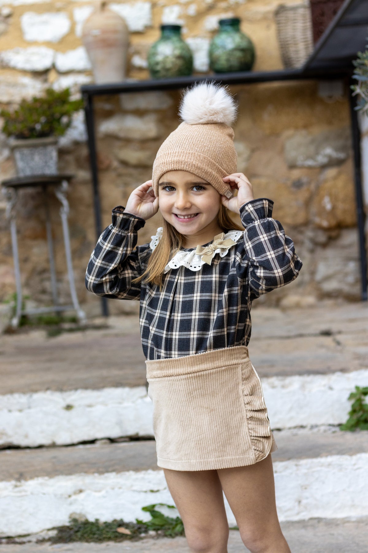 Conjunto Falda Short Pana Beige Colección Tramontana