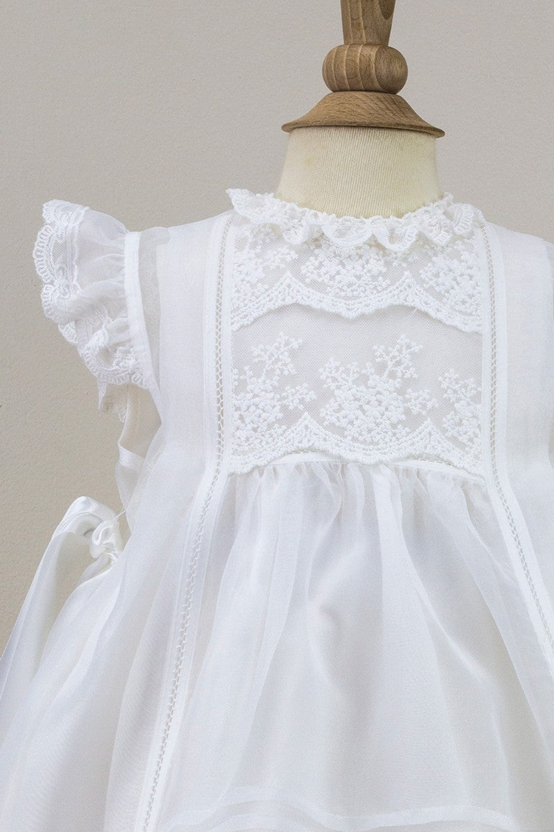 Mantilla Cristal con Encajes y Lazos Laterales de Razo