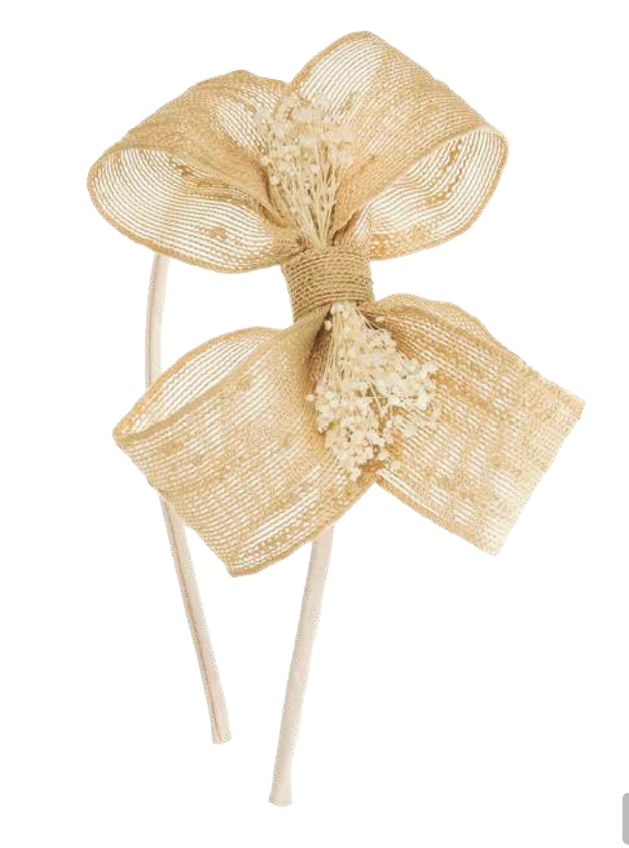 Diadema con Lazado Grande en Beige y Gypso