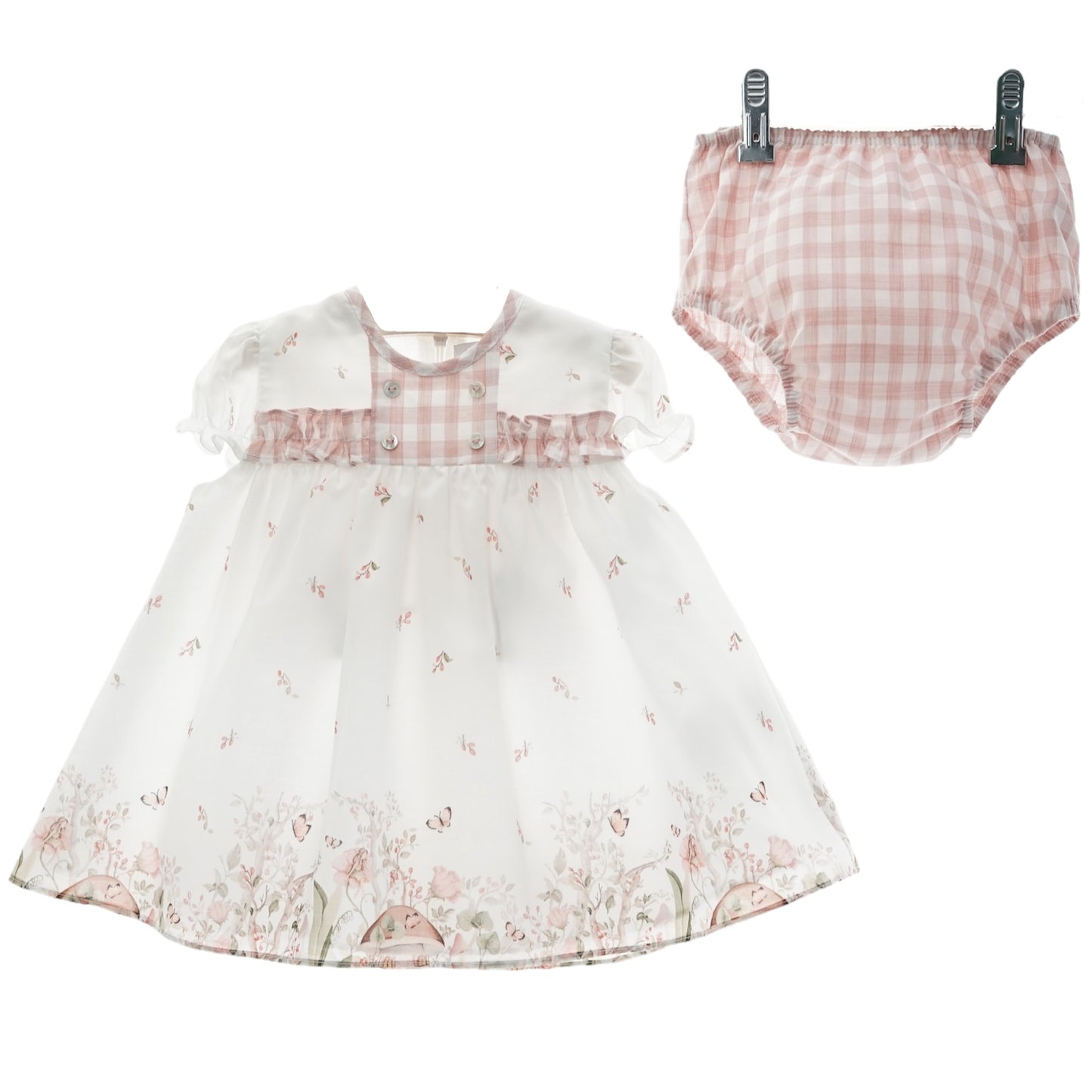 Vestido Castillo de Mariposas Rosa Empolvado con Braguita