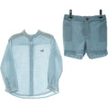 Conjunto Medieval Celesta con Camisa de Rayas