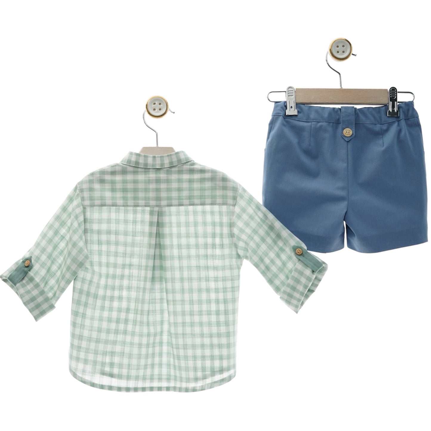 Conjunto Lancelot Camisa Cuadros Vichy Verde Empolvado