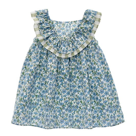 Vestido Trovador Estampado Floral Azul Regata