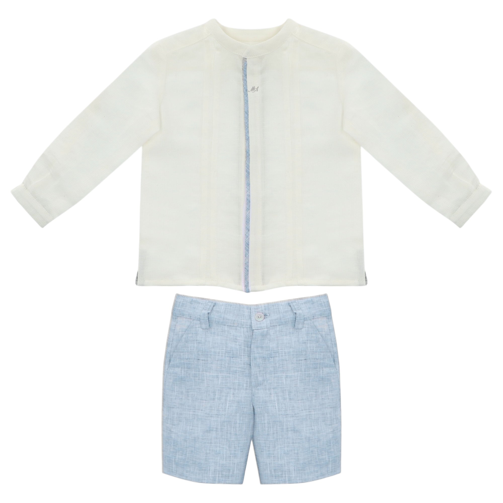 Conjunto Lino Bermuda Azul Celeste