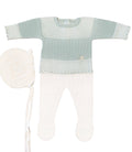 Conjunto Perle Verde Menta con Detalles de Lineas Blancas y Capota a Juego