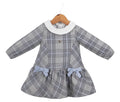 Vestido Manga Larga de Cuadros Gris