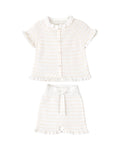 Conjunto Tejido de Dos Piezas Beige y Blanco
