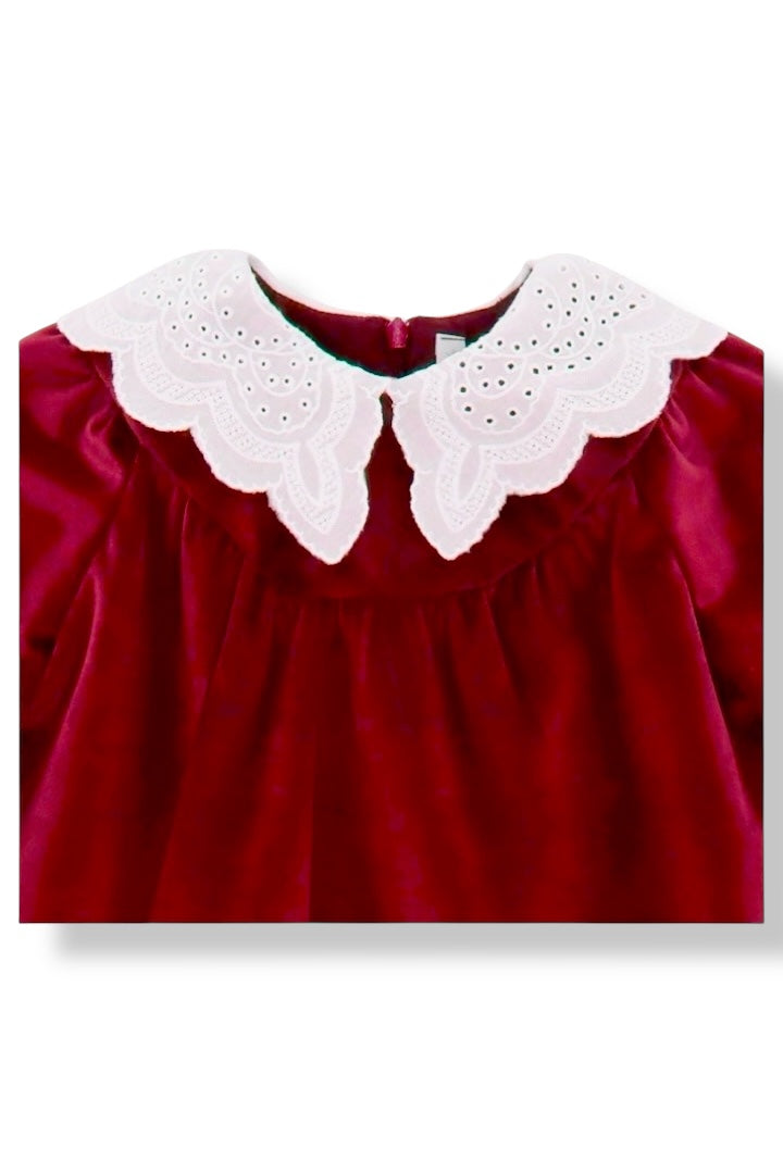 Vestido Velvet Rojo Cuello Oversize
