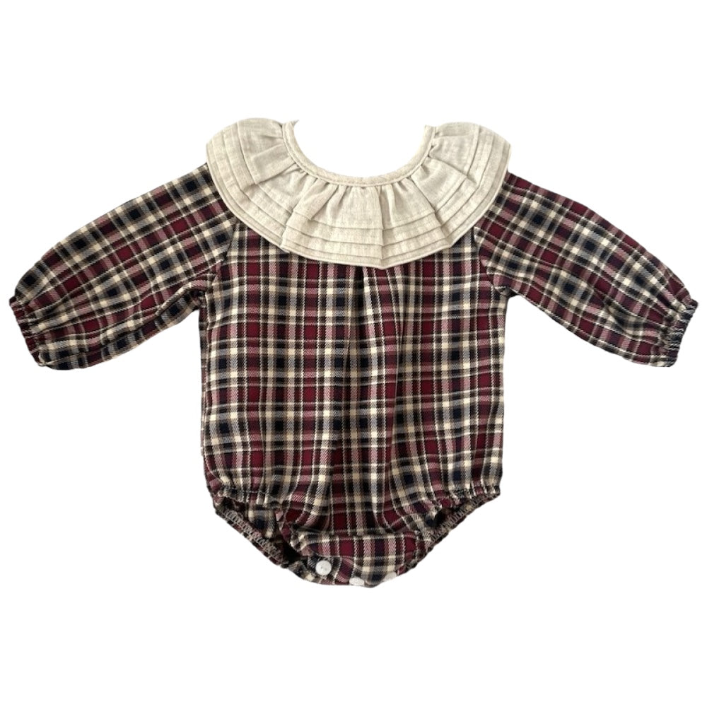 Pelele Cuello Oversize Tartan Granate