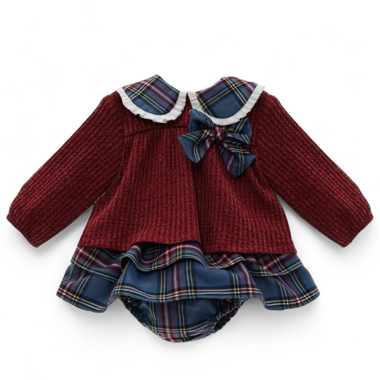 Conjunto Suéter Granate y Cubre Pañal Tipo Falda Colección Cintas