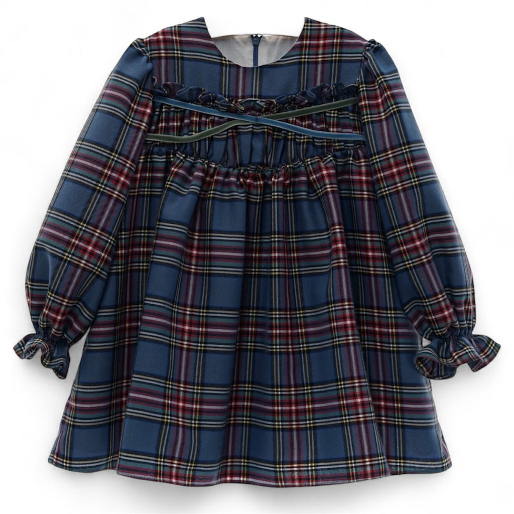 Vestido Azul Cuadros Colección Cintas