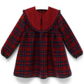 Vestido Tartan con Cuello Oversized en Terciopelo Rojo Colección Dedal