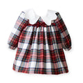 Vestido Tartan Clásico con Maxi Cuello y Cinta en Terciopelo