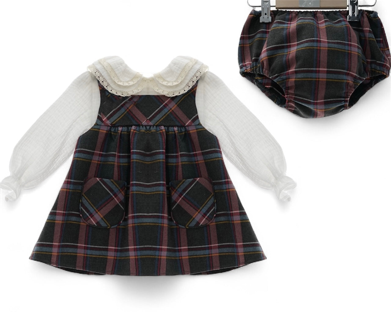 Conjunto 3 Piezas Jesusito Cachemira con Camisa Manga Larga Doble Cuello