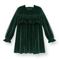 Vestido Terciopelo Verde Navidad con Volados