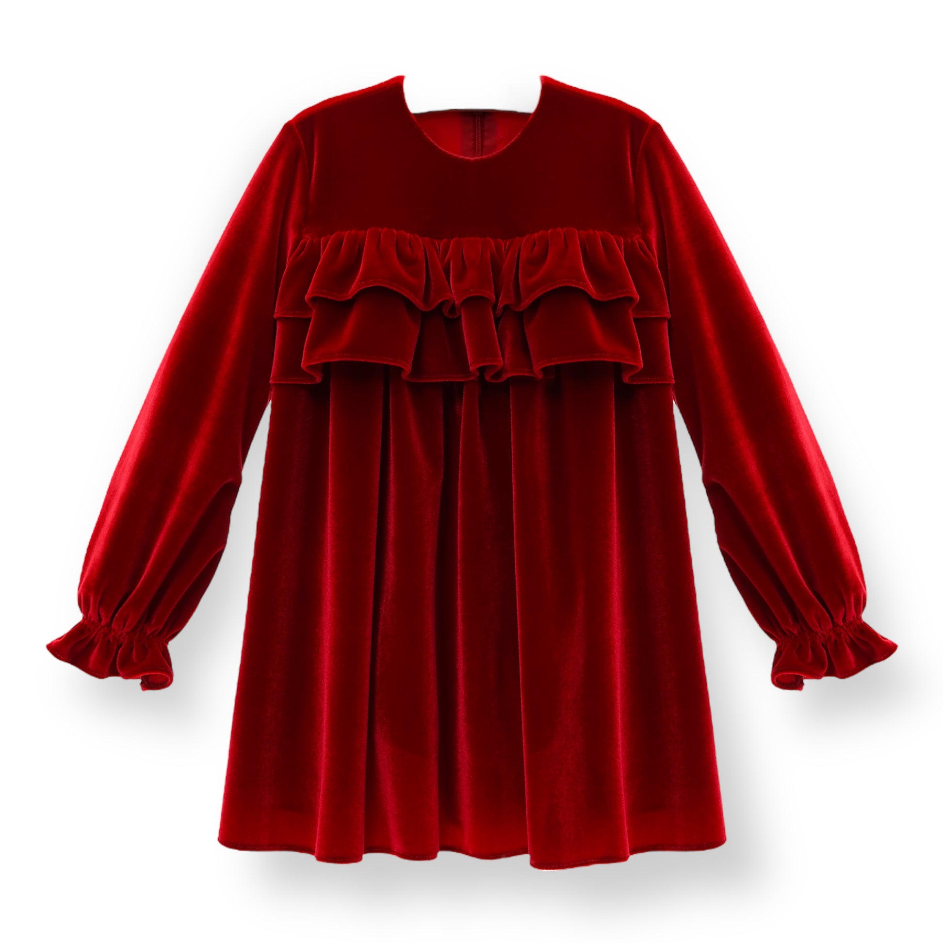 Vestido Terciopelo Rojo con Volados