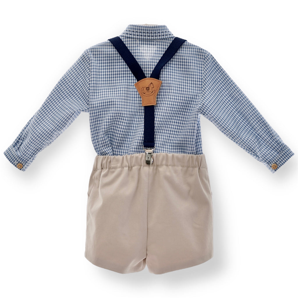 Conjunto Tirantes Seda Azul Empolvado