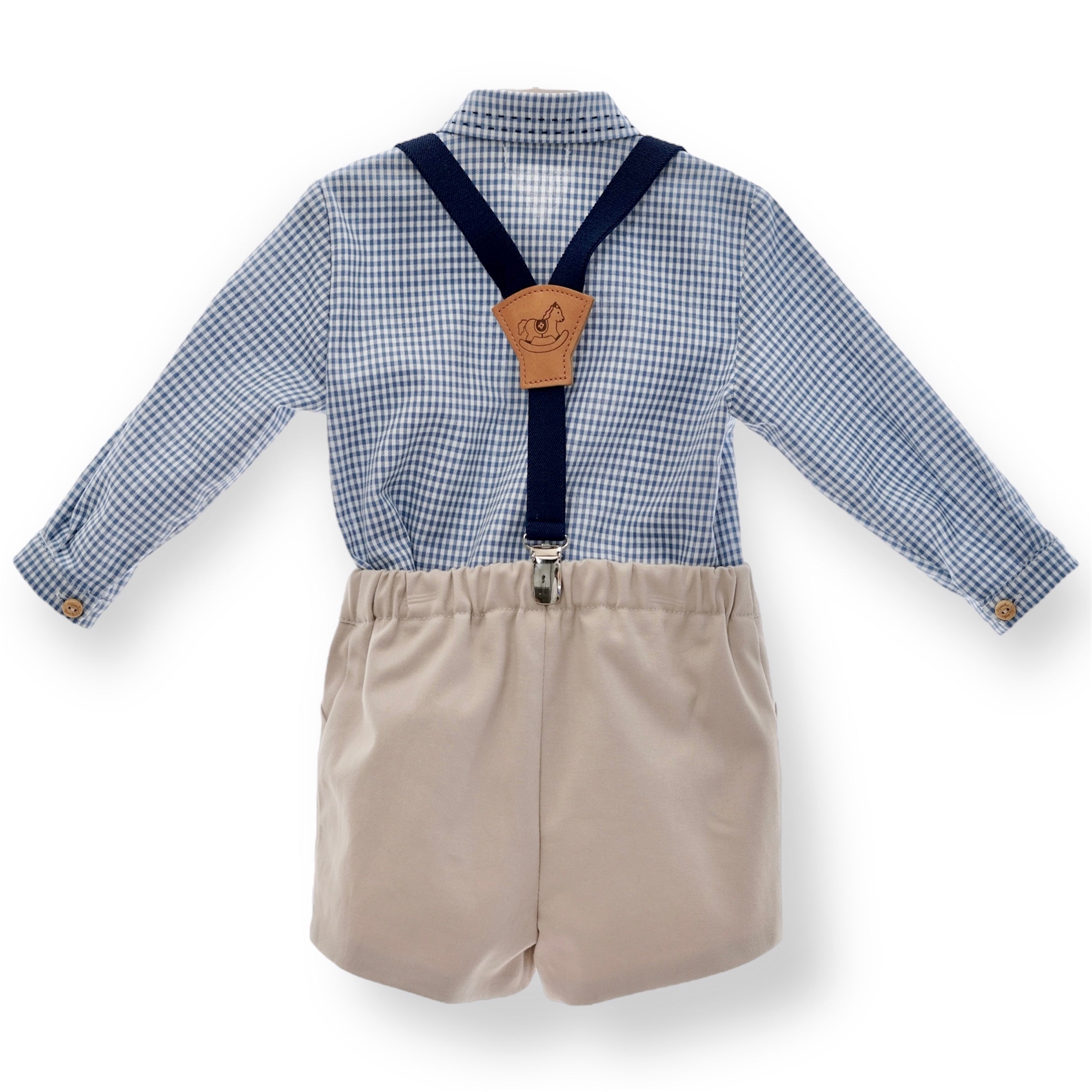 Conjunto Tirantes Seda Azul Empolvado