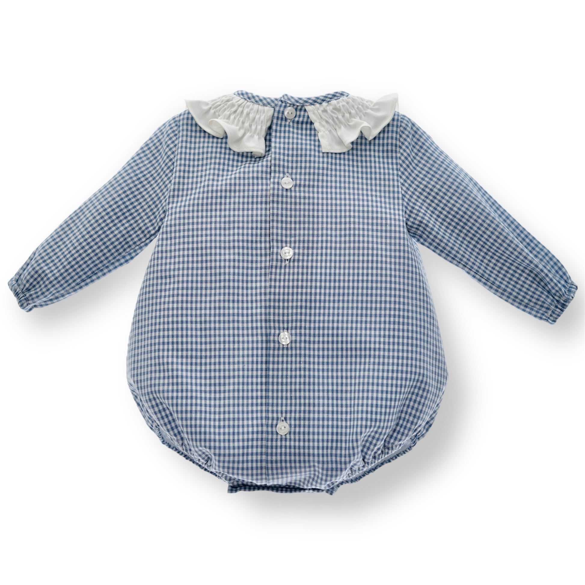 Pelele Azul de Cuadros con Cuello Colección Seda