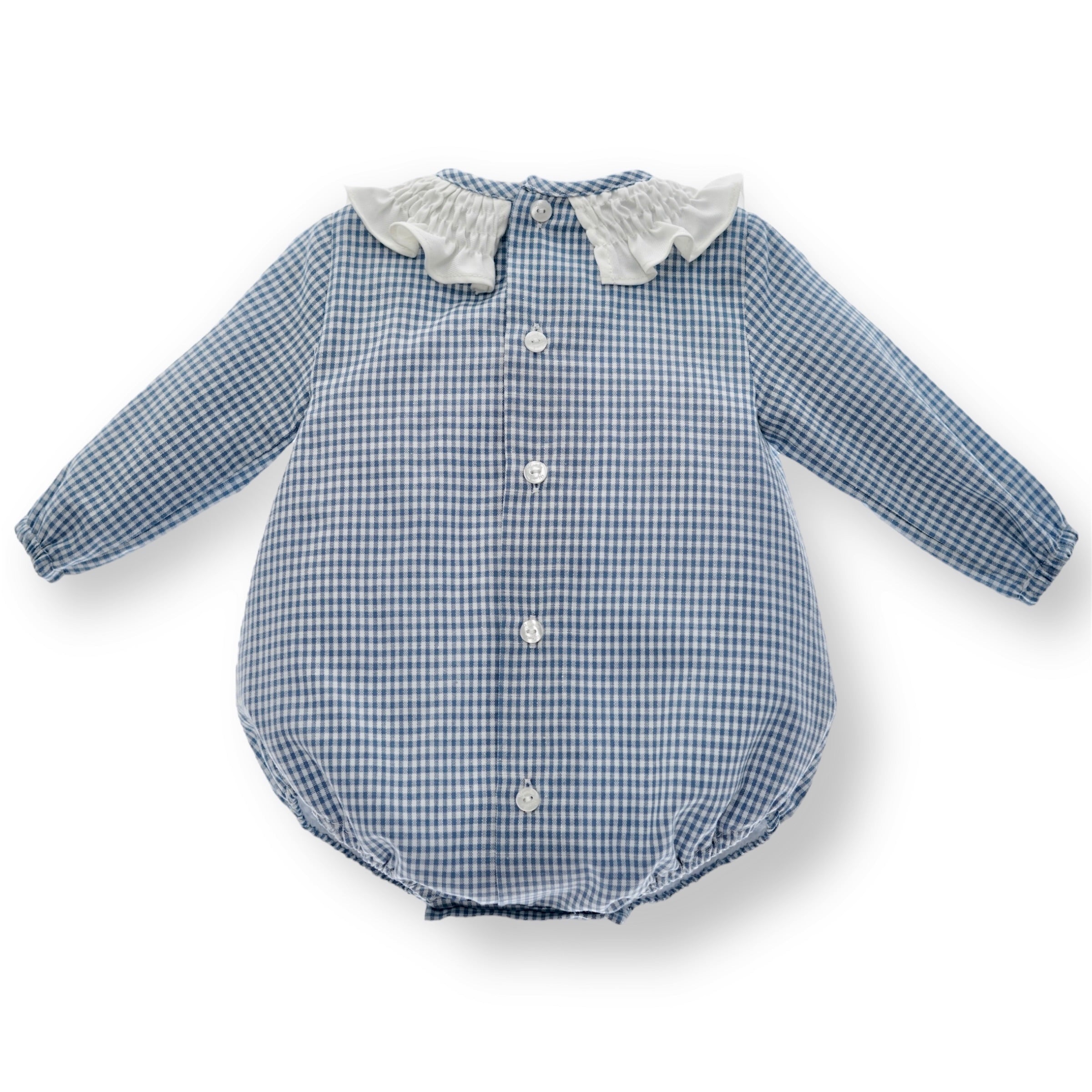 Pelele Azul de Cuadros con Cuello Colección Seda