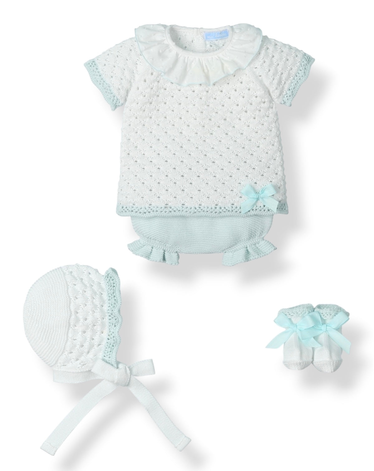 Conjunto 4 Piezas Perle Blanco y Verde Menta
