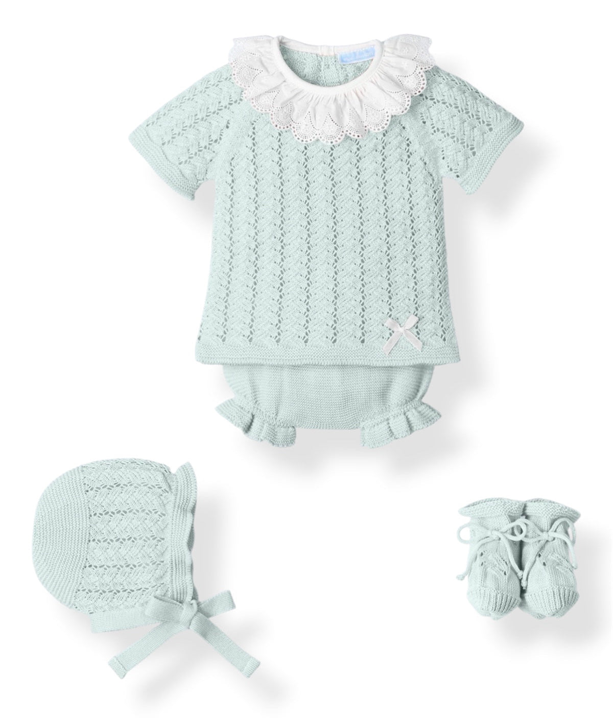 Conjunto Perle 4 Piezas Cuello Blonda Verde Menta
