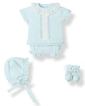 Conjunto Perle 4 Piezas con Cuello y Detalles de Encaje Azul Cielo