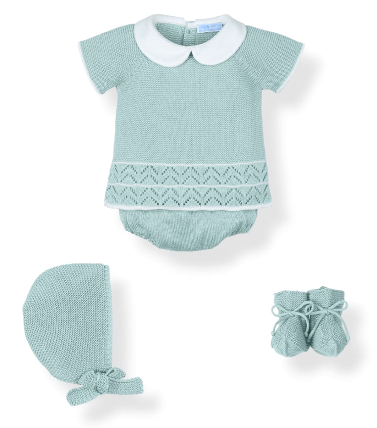 Conjunto Perle 4 Piezas Cuello Peter Pan en Verde Aquatic