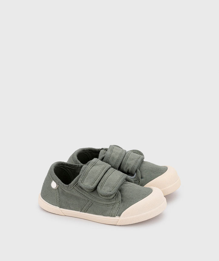 Zapato de Lona Barefoot Kaki con Cierre Magico
