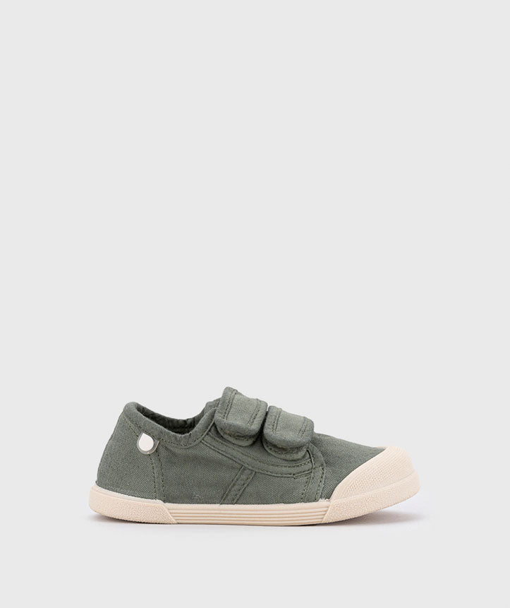 Zapato de Lona Barefoot Kaki con Cierre Magico