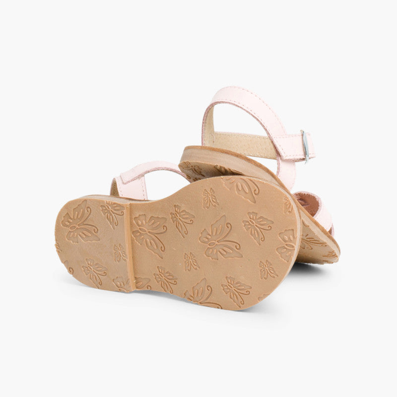 Sandalias Piel Cruzadas Rosa