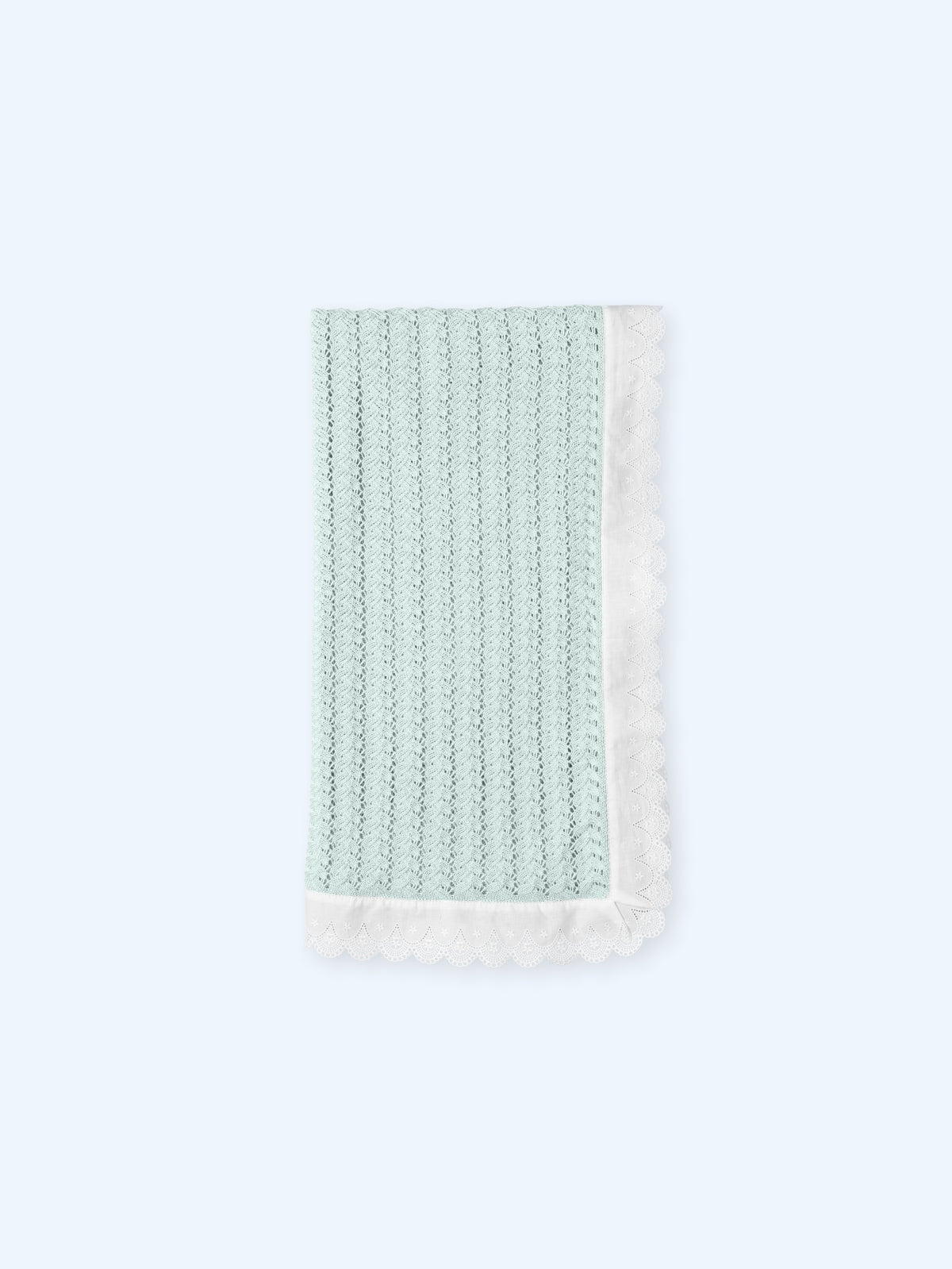 Toquilla Verde Agua de Encaje Bordado Blanco