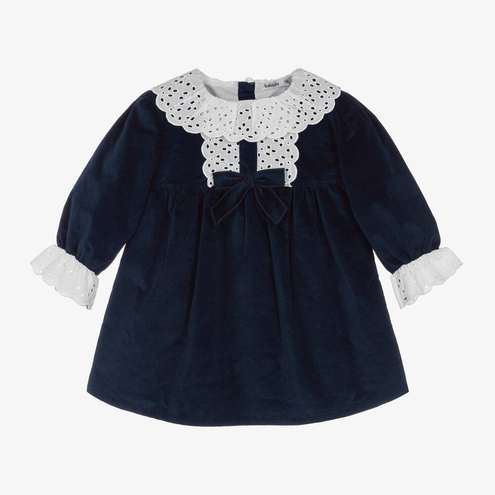 Vestido Manga Larga Velvet Marino Abeto