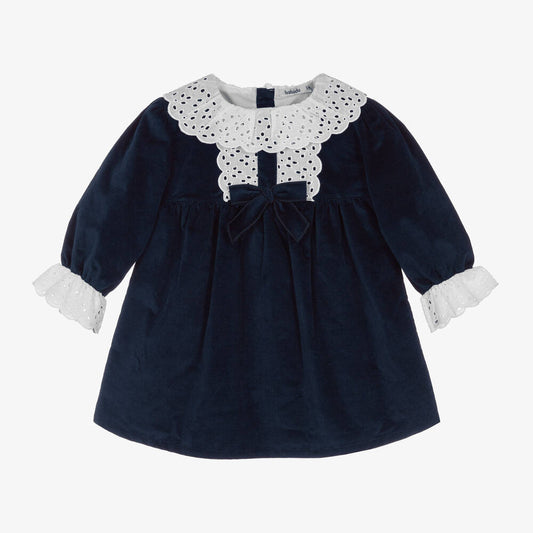 Vestido Manga Larga Velvet Marino Abeto