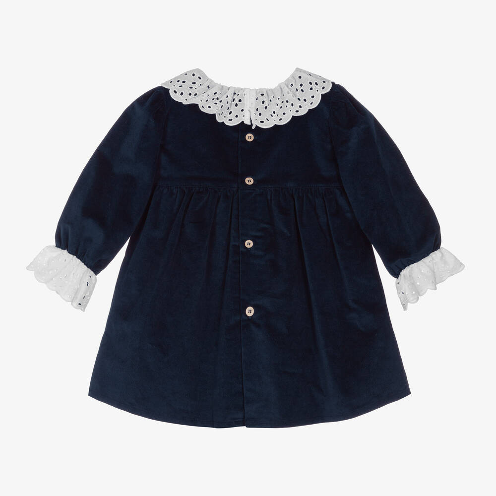 Vestido Manga Larga Velvet Marino Abeto