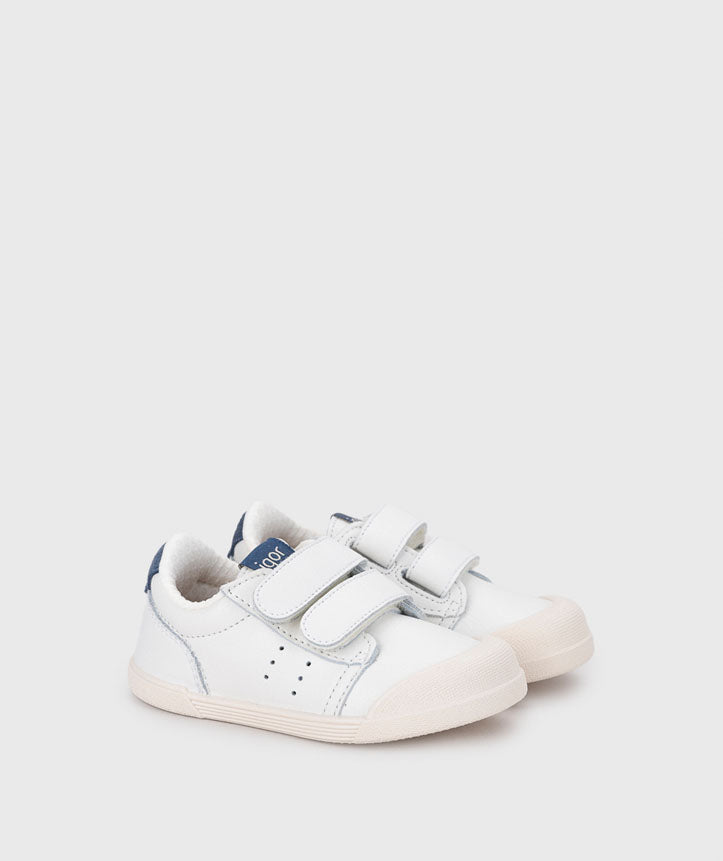 Tennis de Piel Barefoot Blancos con Azul