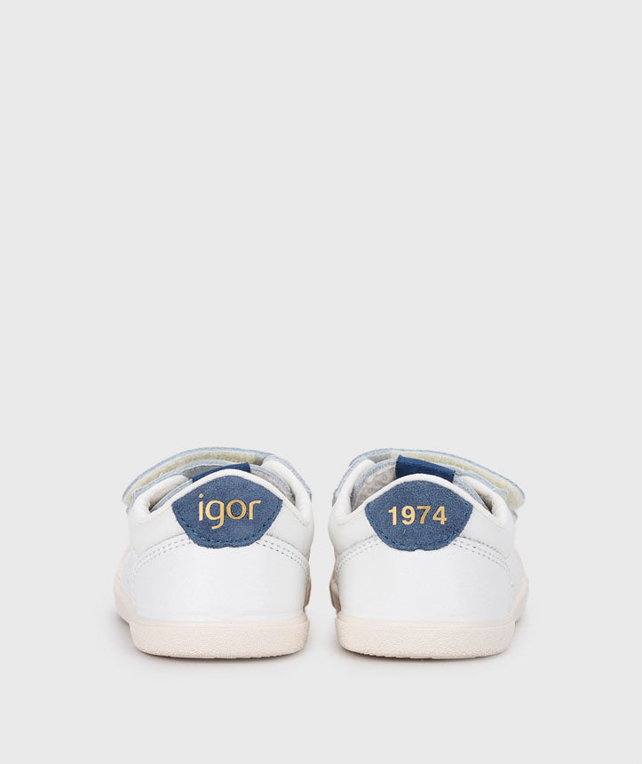 Tennis de Piel Barefoot Blancos con Azul