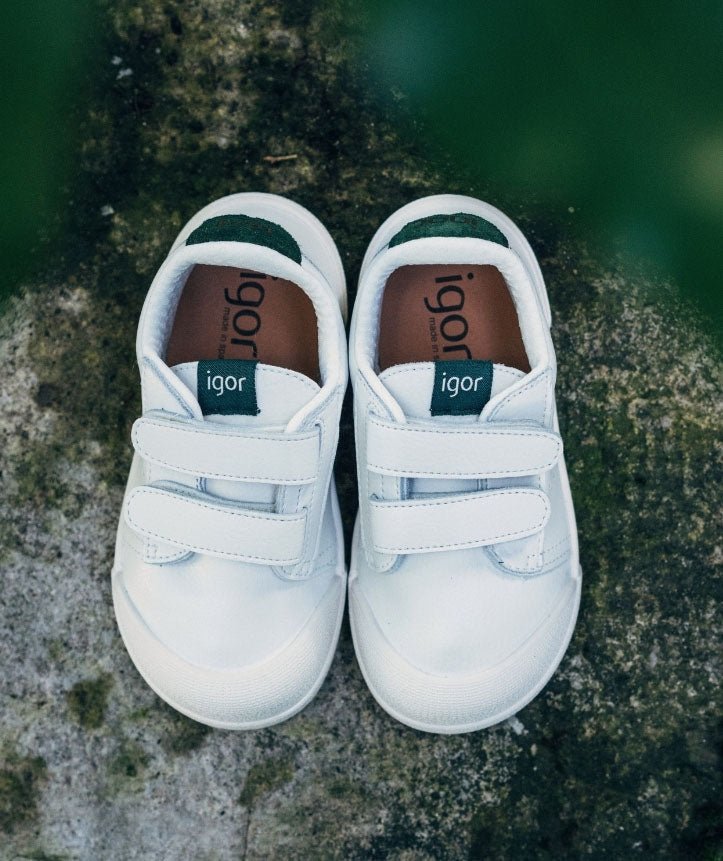 Tennis de Piel Barefoot Blancos con Verde