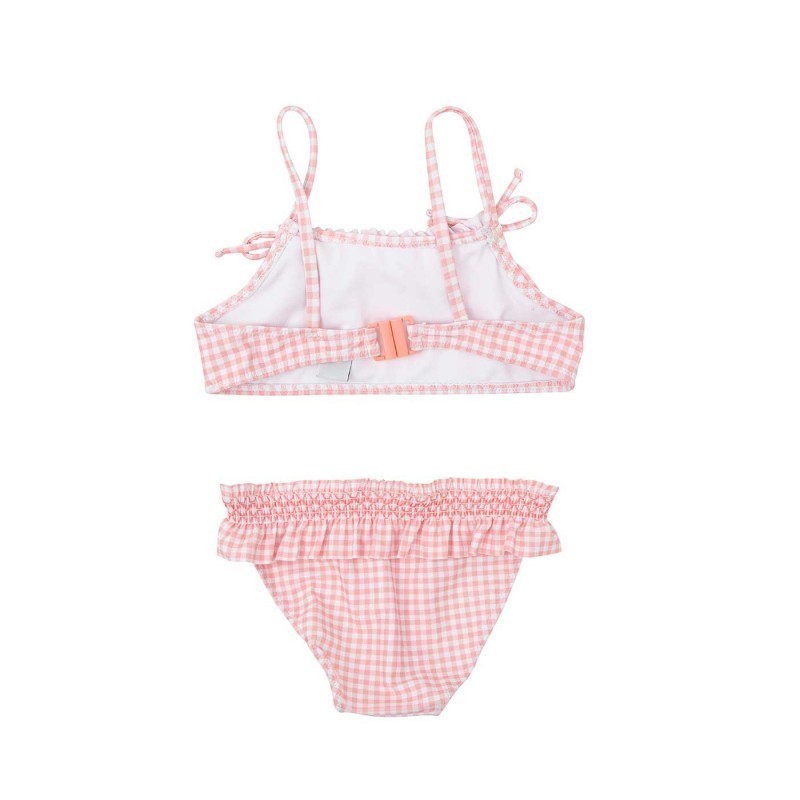 Traje de Baño Vichy Rosa Dos Piezas con Nido de Abeja