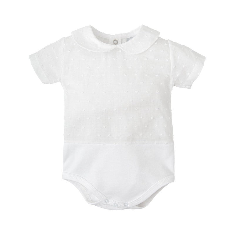 Body Manga Corta Plumeti Cuello Bebe