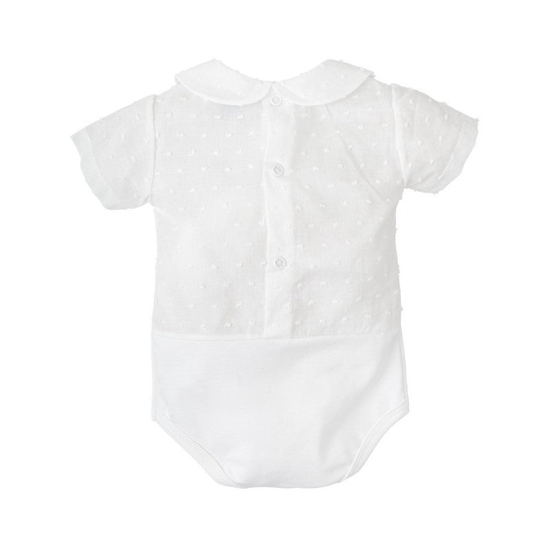 Body Manga Corta Plumeti Cuello Bebe