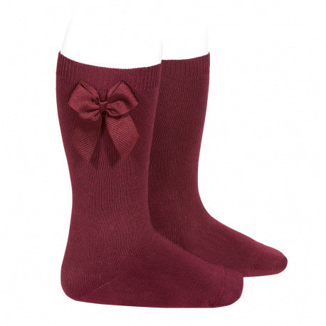 Calcetines Altos con Lazo Granate
