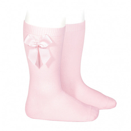 Calcetines Altos con Lazo Rosa Bebe
