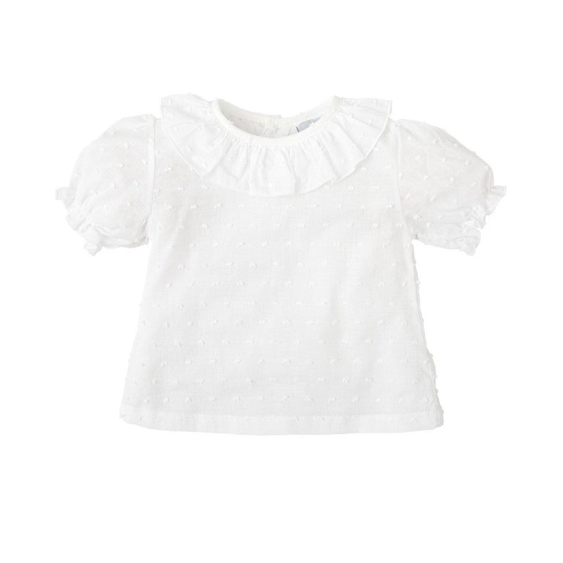 Blusa Blanca de Plumetti Cuello Batista