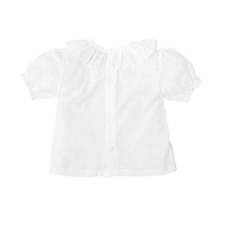 Blusa Blanca de Plumetti Cuello Batista