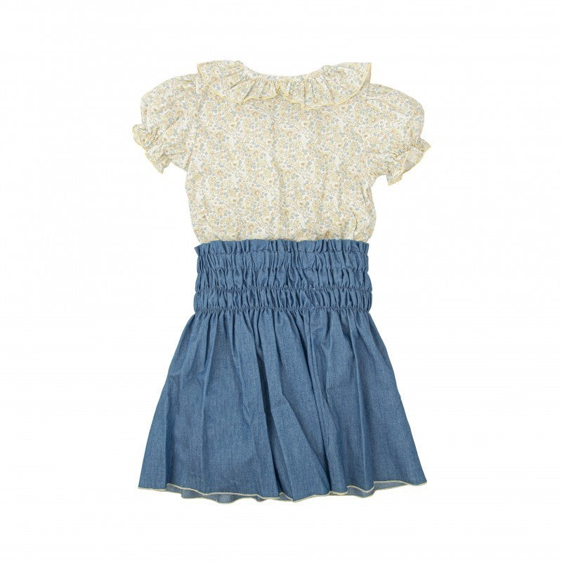 Conjunto Estampado Floral con Falda Denim Abrazo