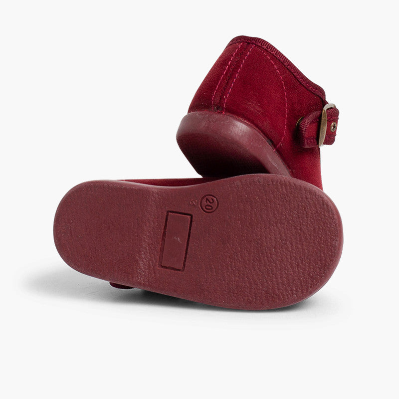 Pepitos Terciopelo Hebilla Burdeos