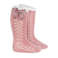 Calcetines Altos Calado Lateral Rosa Palo
